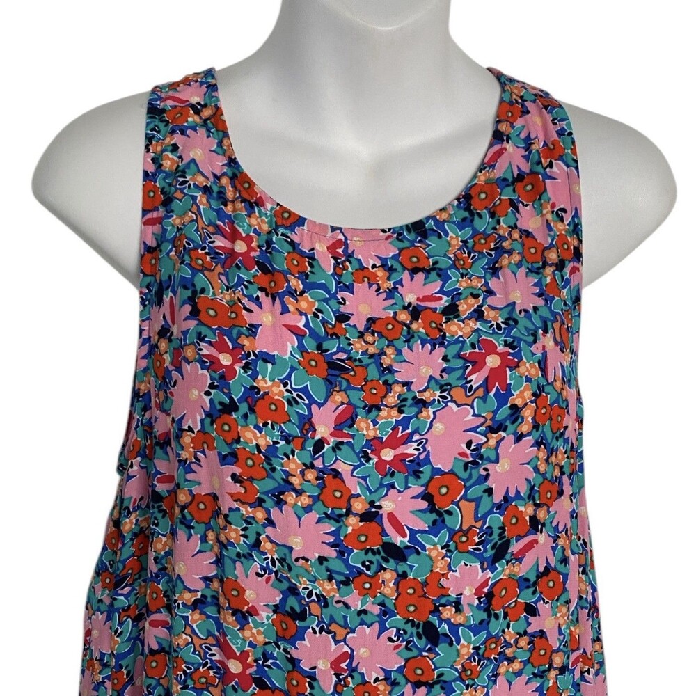 LOFT Floral Dress Daisy Tie Back Flounce Sleeveless - Picture 3 of 8